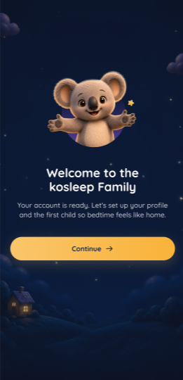 kosleep app welcome screen